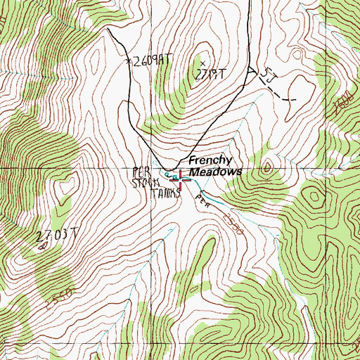 Topographic Map of Frenchy Meadows, NV