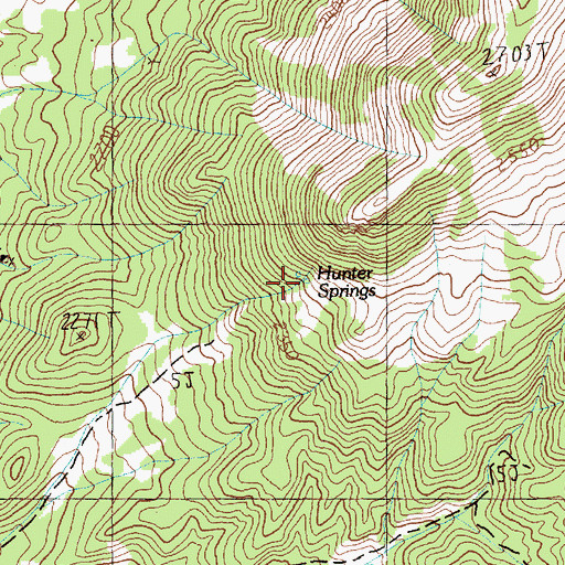 Topographic Map of Hunter Springs, NV