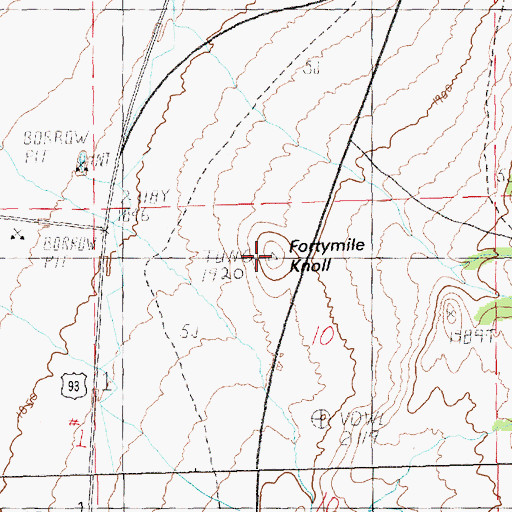 Topographic Map of Fortymile Knoll, NV
