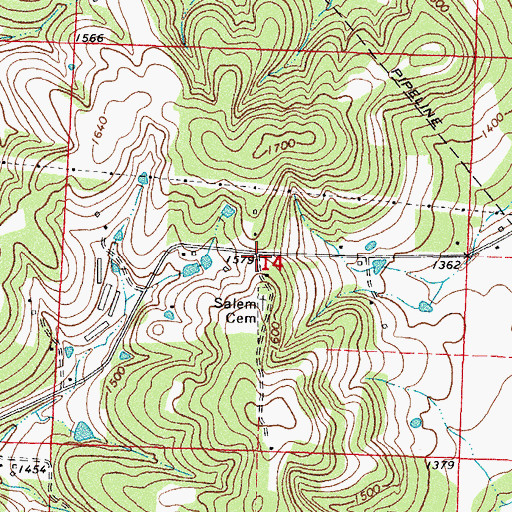Topographic Map of Mount Salem Post Office (historical), AR
