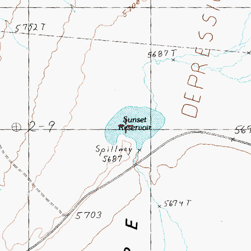 Topographic Map of Sunset Reservoir, NV