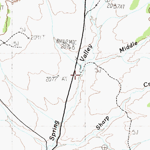 Topographic Map of Middle Creek, NV