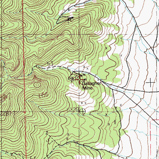 Topographic Map of Gallagher Mine, NV