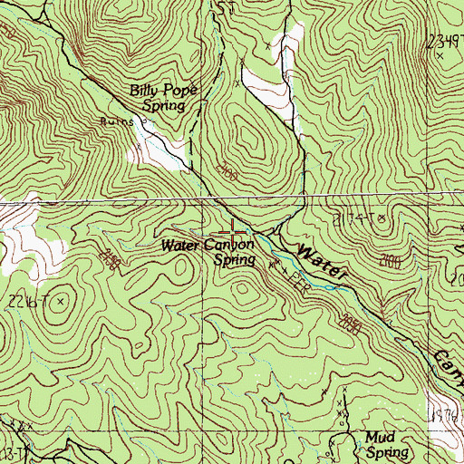 Topographic Map of Water Canyon Spring, NV