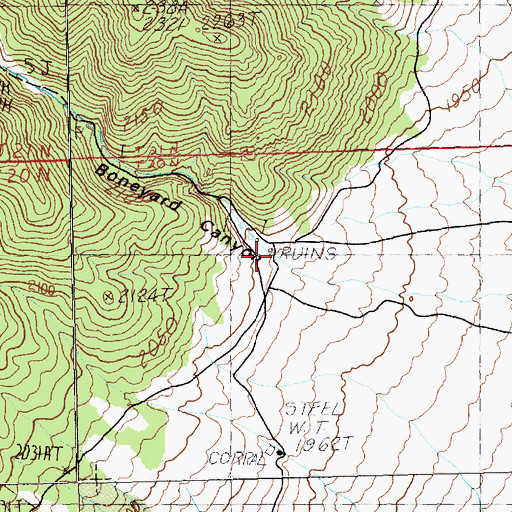 Topographic Map of Boneyard Canyon, NV