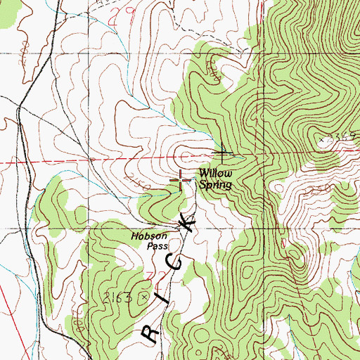 Topographic Map of Willow Spring, NV