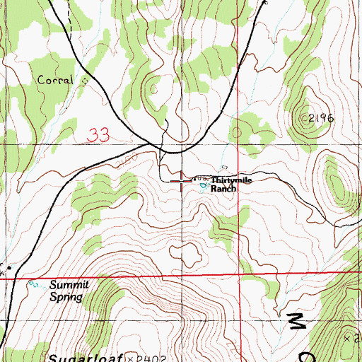 Topographic Map of Thirtymile Ranch, NV