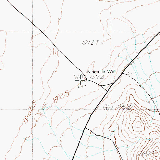 Topographic Map of Ninemile Well, NV