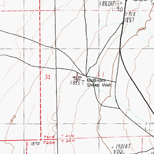 Topographic Map of McBrides Sheep Well, NV