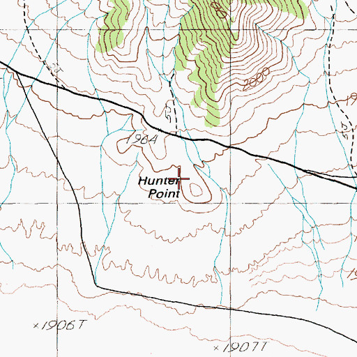 Topographic Map of Hunter Point, NV