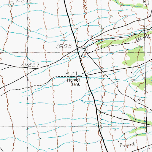 Topographic Map of Hunter Tank, NV