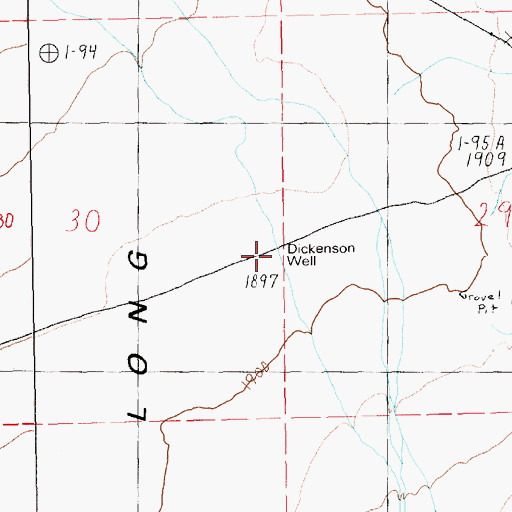Topographic Map of Dickenson Well, NV