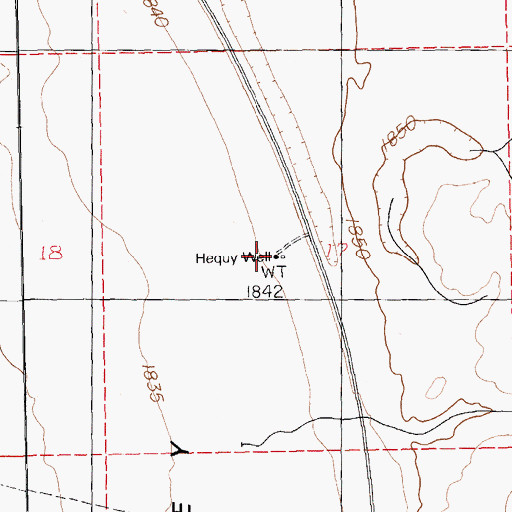 Topographic Map of Hequy Well, NV