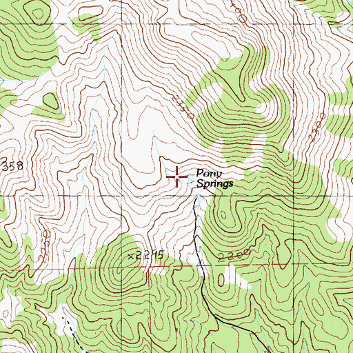 Topographic Map of Pony Springs, NV