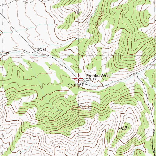Topographic Map of Franks Well, NV