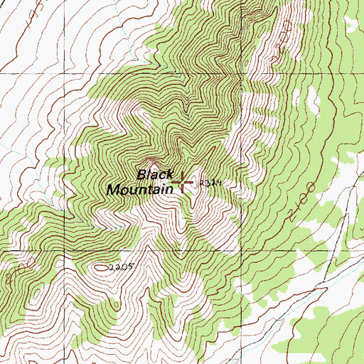Topographic Map of Black Mountain, NV