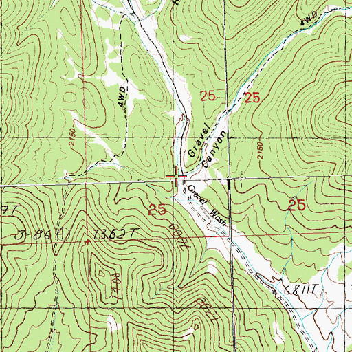 Topographic Map of Gravel Canyon, NV