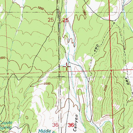 Topographic Map of Sanford Canyon, NV