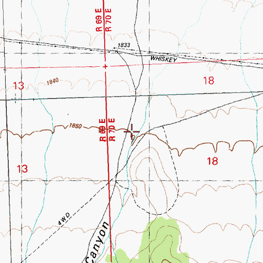 Topographic Map of Weaver Canyon, NV
