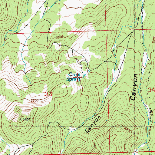 Topographic Map of Crow Spring, NV
