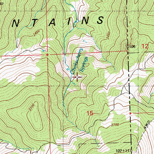 Topographic Map of Chokecherry Springs, NV
