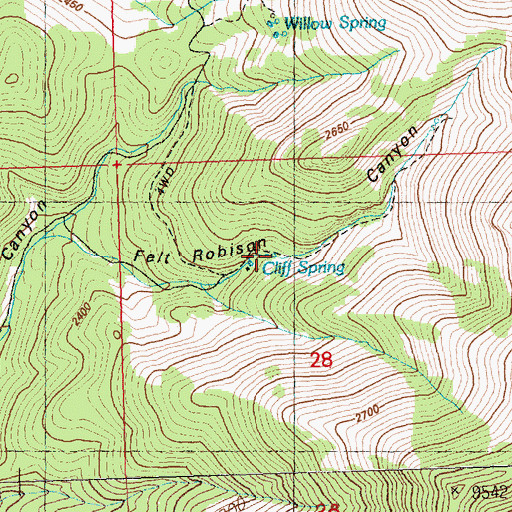 Topographic Map of Cliff Spring, NV