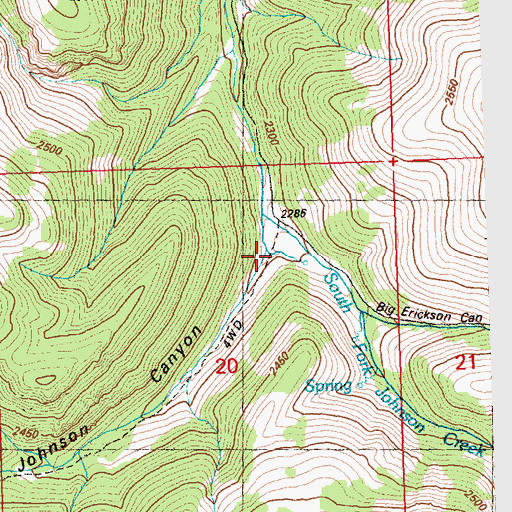 Topographic Map of Dry Fork Johnson Canyon, UT