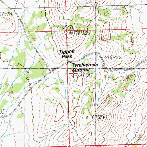 Topographic Map of Twelvemile Summit, NV