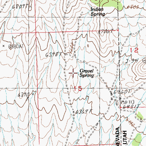 Topographic Map of Gravel Spring, NV