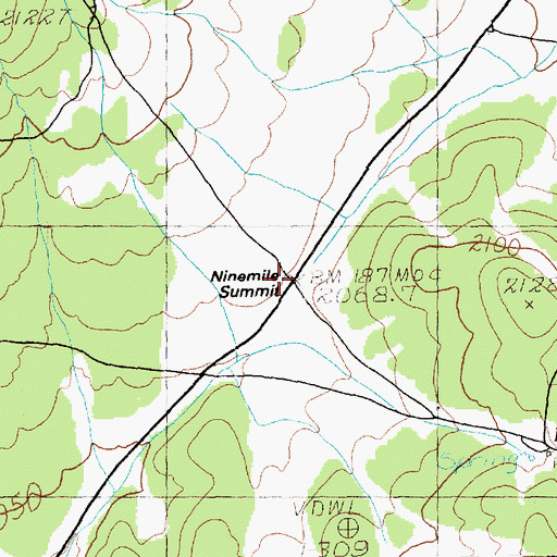 Topographic Map of Ninemile Summit, NV