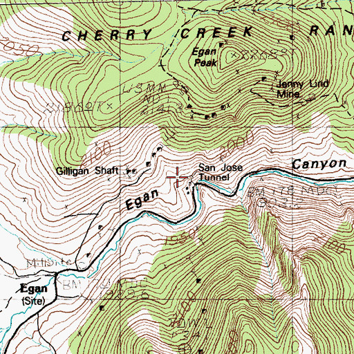 Topographic Map of San Jose Tunnel, NV