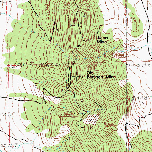 Topographic Map of Old Barchert Mine, NV
