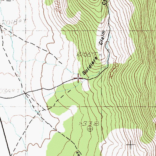 Topographic Map of Soldiers Claim Canyon, NV