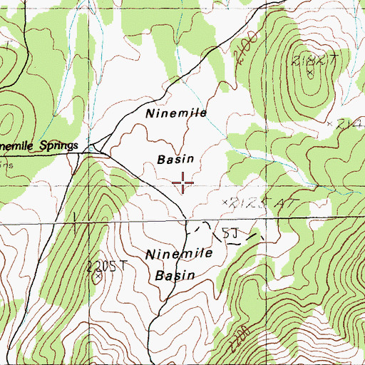 Topographic Map of Ninemile Basin, NV