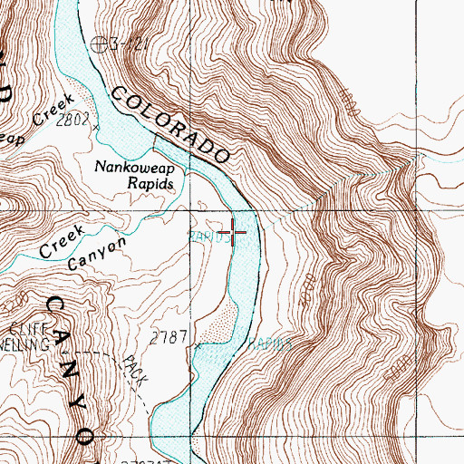 Topographic Map of Nankoweap Rapids, AZ