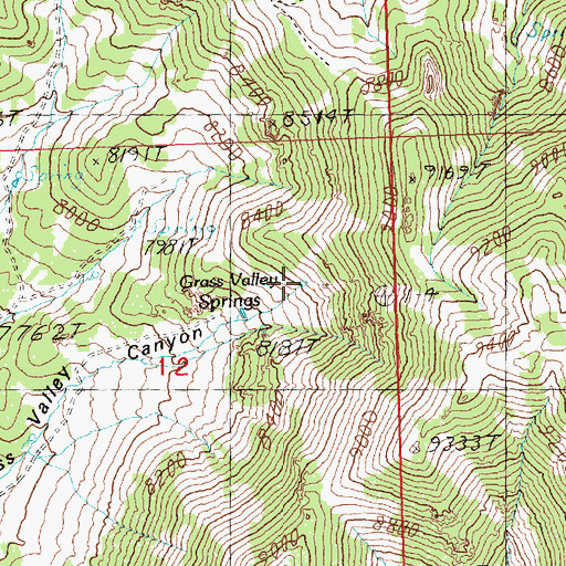 Topographic Map of Grass Valley Springs, NV