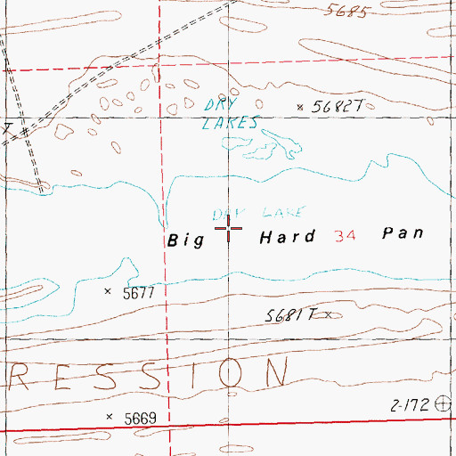 Topographic Map of Big Hard Pan, NV