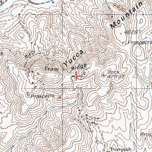 Topographic Map of Tram Ridge, NV