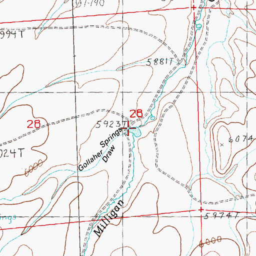 Topographic Map of Gollyer Spring Creek, NV