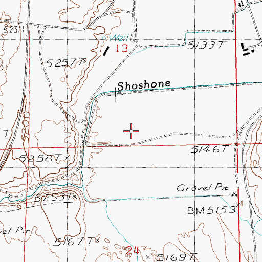 Topographic Map of Bridge Ranch, NV