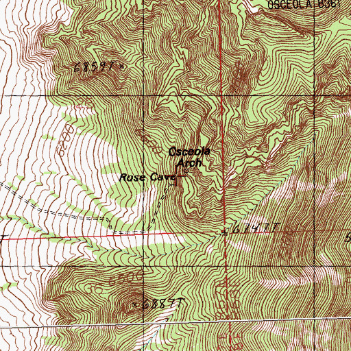 Topographic Map of Osceola Arch, NV