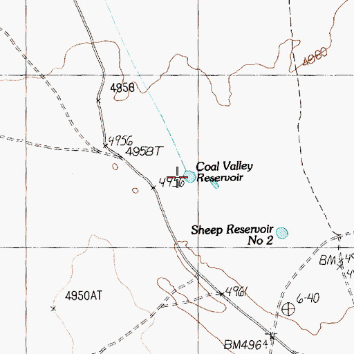 Topographic Map of Coal Valley Reservoir, NV