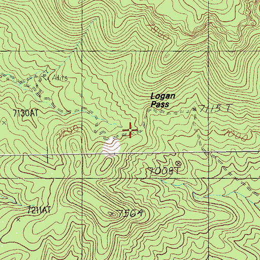Topographic Map of Logan Pass, NV