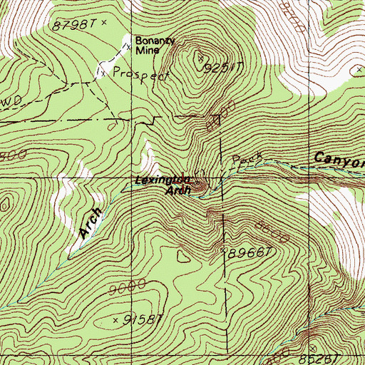 Topographic Map of Lexington Arch, NV