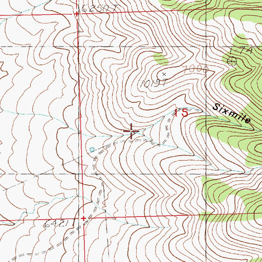 Topographic Map of Sixmile Canyon, NV