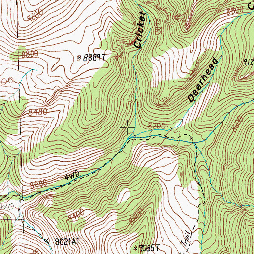 Topographic Map of Cricket Canyon, NV