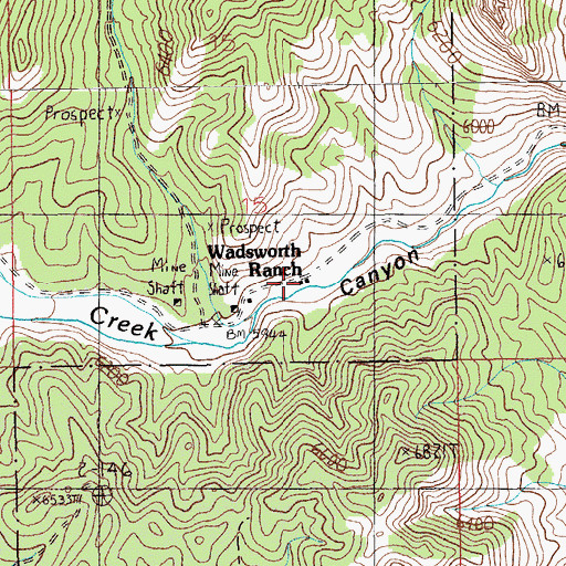 Topographic Map of Wadsworth Ranch, NV