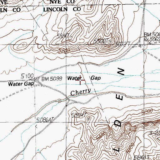 Topographic Map of Water Gap, NV