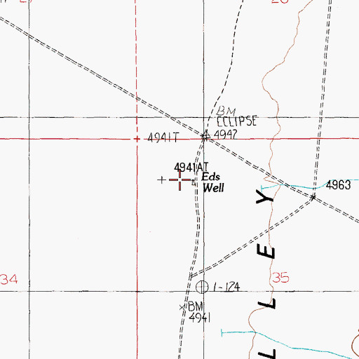 Topographic Map of Eds Well, NV