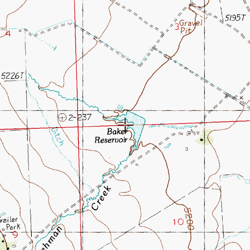 Topographic Map of Baker Reservoir, NV